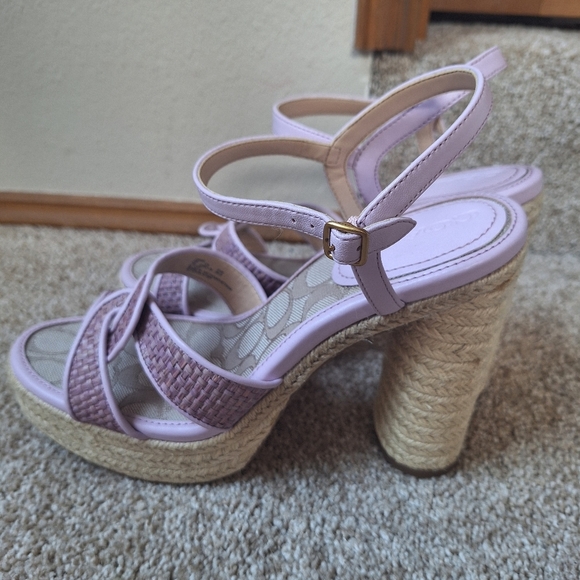 NWOT Coach Talina Lilac Platform Open Toe Ankle Buckle Sandal Size 9 - Picture 2 of 10